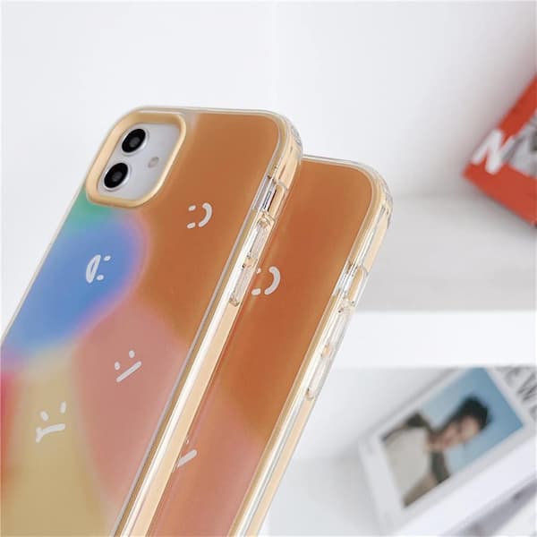 Smiley Gradient Smile Blødt iPhone Cover (Multifarvet, iPhone 12)