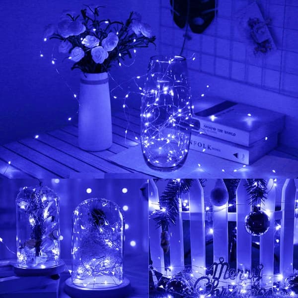 3M 30 Micro LED-ljusslinga, batteridriven, dekorationsbelysning för sovrum, jul, bröllop, fest, hem (blå)