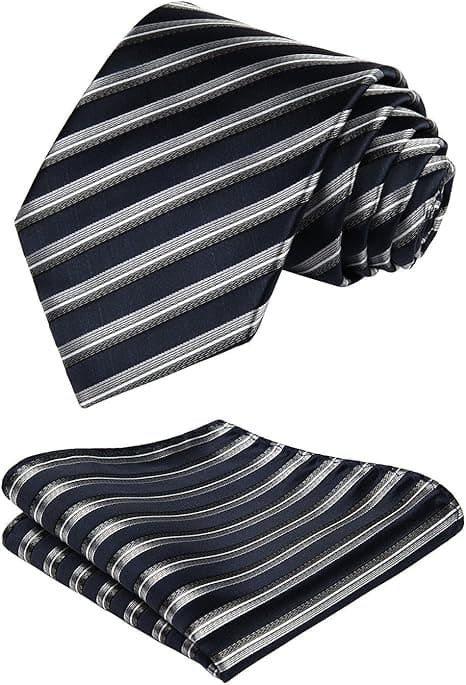 Bryllupsslips til mænd Plaid/Houndstooth Slips og lommetørklæde Herreslips & lommetørklædesæt (A-Navy/Grå)