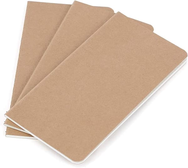 Resenärsdagbok, Glansigt papper, Set med 3, Journalpåfyllningar för läderresedagböcker, Dagböcker och Planerare, 21cm x 11cm