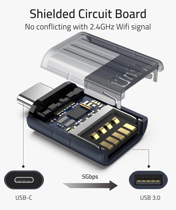 USB C til USB Adapter (2 stk.), USB-C Han til USB3.0 Hun Adapter Kompatibel med MacBook Pro efter 2016, MacBook Air efter 2018 Dark Blue