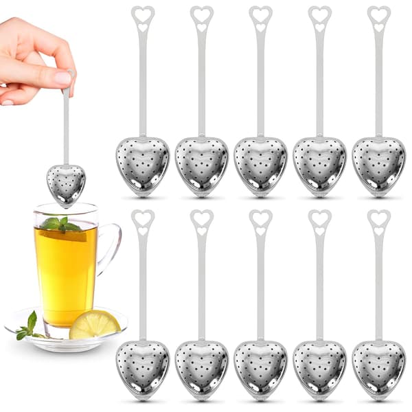 10 stk. Hjerte Te-infuser til Løs Te - Te-diffusere til Løse Te-blade - Te-si - Hjerteformet Te-infuser