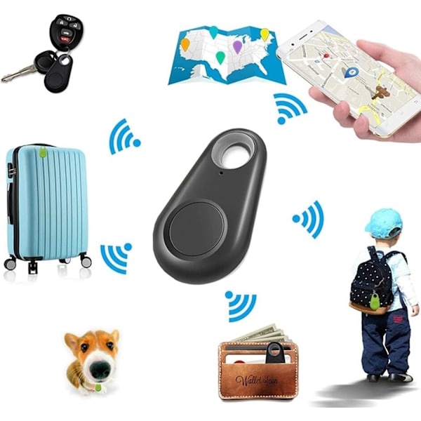 Multifunktionel Bluetooth Nøglefinder, Smart Nøglering, Item Tracker Kompatibel med iOS/Android, Anti-tabt Nøgle, Sort