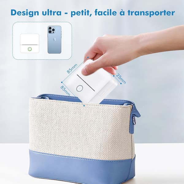 Selvklæbende etiketprinter, monokrom Bluetooth termisk printer, miniprinter med 5 selvklæbende etiketter