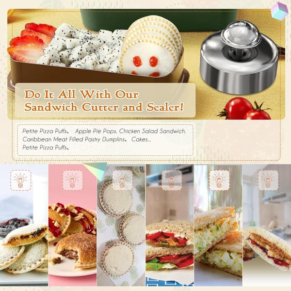 Sandwichkutter Sandwichmaker Kakekutter 304 Rustfritt Stål, Gelésandwichverktøy Sandwichkutter og Forsegler, DIY Sandwichkutter Maker