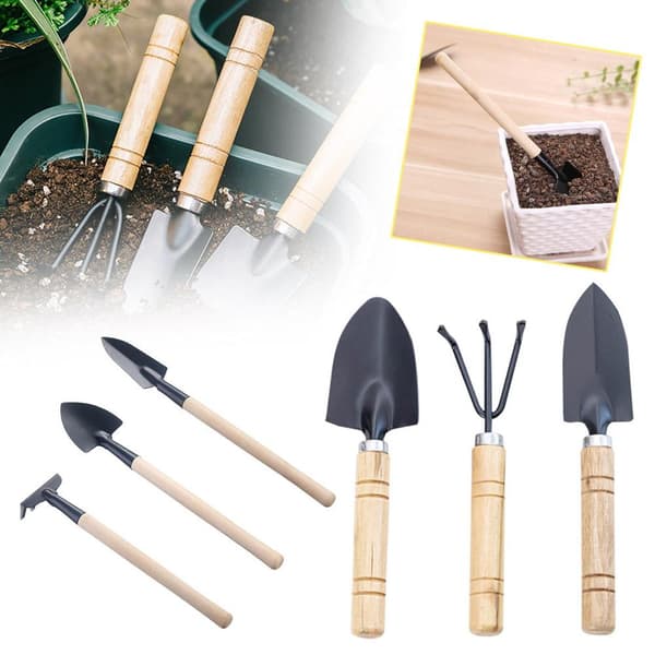 Blomsterpotter Multifunksjonelt Trehåndtak Liten Rake Spade ✨ Hagespade V9F9