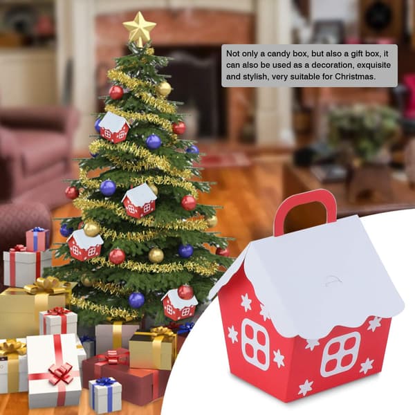 10 st Julklappsaskar, Julgodislådor i papper, Husformade festpresentaskar, Kreativa godislådor i papper