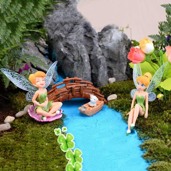 6 stk. Blomsterfe Pixie Flyvevinge Familie Miniature Blomsterfe Piger Dukkehus Have Ornament Tilbehør
