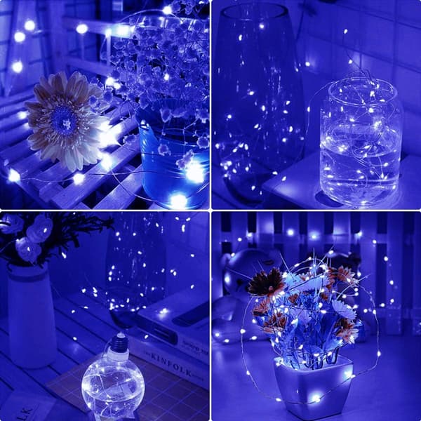 3M 30 Micro LED-ljusslinga, batteridriven, dekorationsbelysning för sovrum, jul, bröllop, fest, hem (blå)