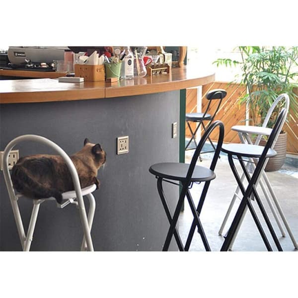 Foldbar barstol 65 cm køkkenstol med ryglæn sort - Foldbart design, let at opbevare