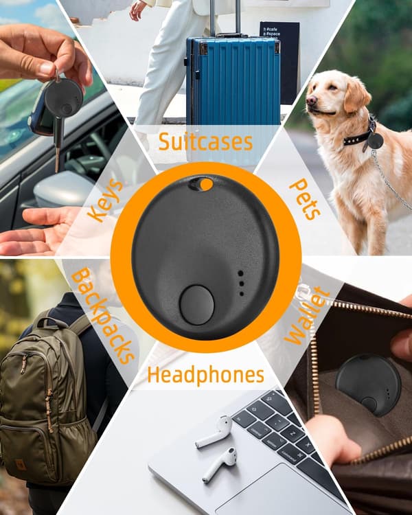 2 stk. Bluetooth nøglefinder, locator, høj biplyd, global placering, udskiftelige batterier, sort iOS