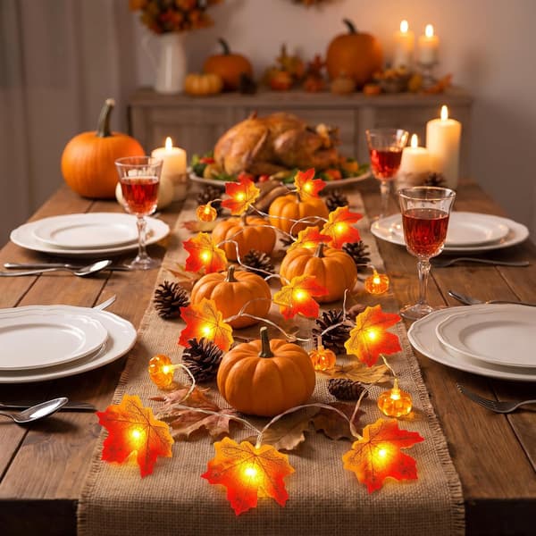 Thanksgiving og Halloween Lyslenke, 3 Meter, 20 LED, Høstdekorasjon