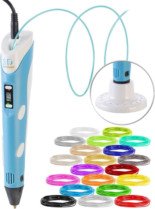 USB 3D-printerpenn med display - Inkluderer en 3D-penn og 20 startfarger av PLA-filament