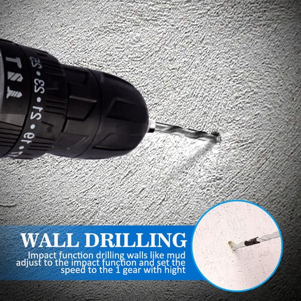 18V MAX Lithium Ion Trådløs Drill, Drillsett, Variabel Hastighet, 32 stk Bor (Svart)