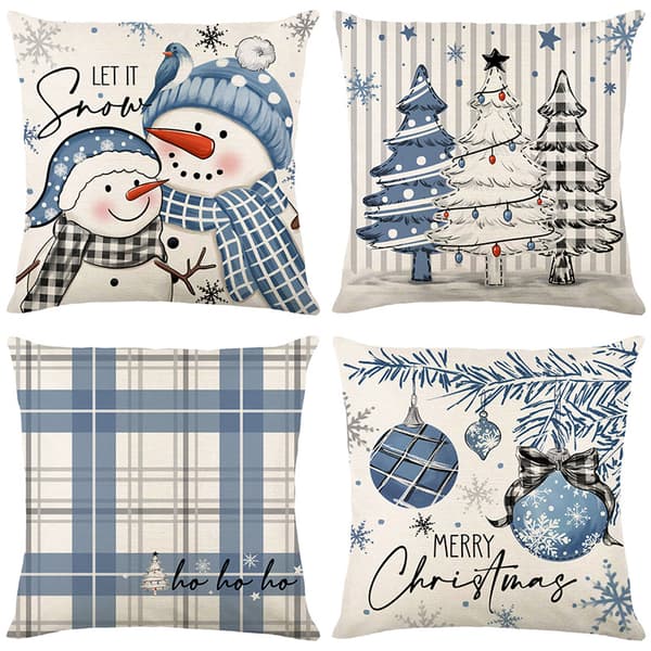 Set med 4 Kuddfodral 45 x 45cm Juldekoration Kuddfodral Ensidig för Soffa Sovrum