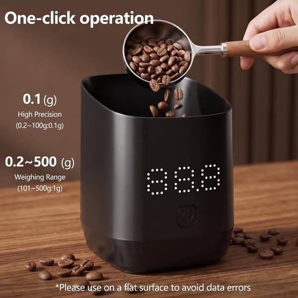 Digital vekt, oppladbar kaffevekt med timer, rask respons, elegant design – ideell for baristaer og kaffeelskere