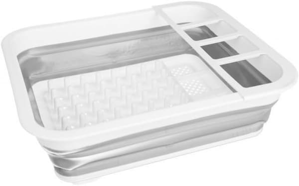 Sammenleggbart oppvaskstativ med flere rom - Silikon, PP og TPR Oppvask- og bestikkholder - 36x31cm