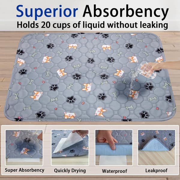 CarpetEReusable vaskbare hundetreningsputer, 2-pakning, ultraabsorberende puter, kjæledyrurinputer - 45x60cm