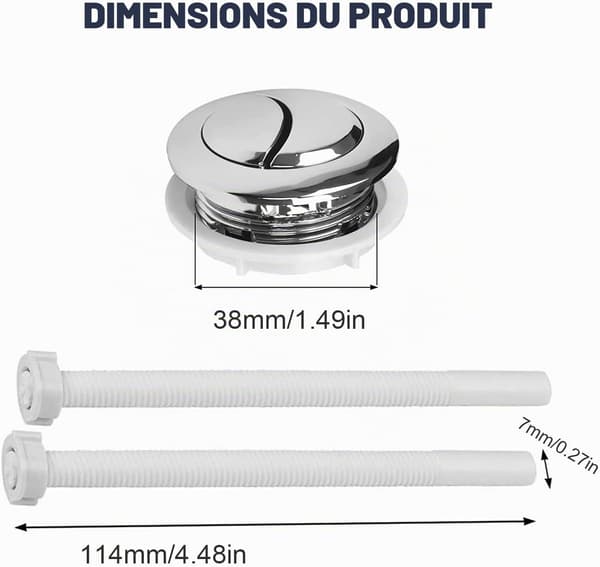 2 stk. erstatningsknapper for dobbeltskylling toalett 38 mm - Kompatibel med 37-44 mm lokk