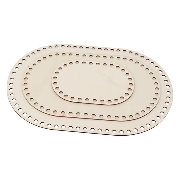 3 st Träkorgbotten Oval Blank Solid Virkad Korg Träbas för DIY Korgvävningstillbehör Hantverk