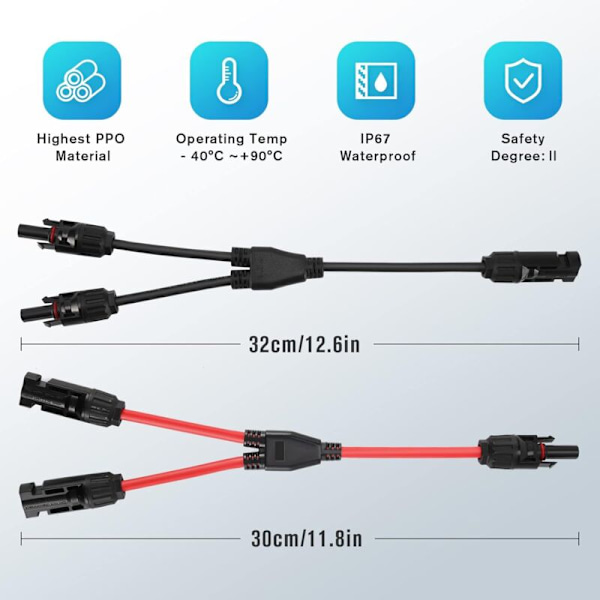 Solpanel ChasProfessional Connector (1 til 2 ben) Y-stik ChasSolpanel MMF + FFM Adapter
