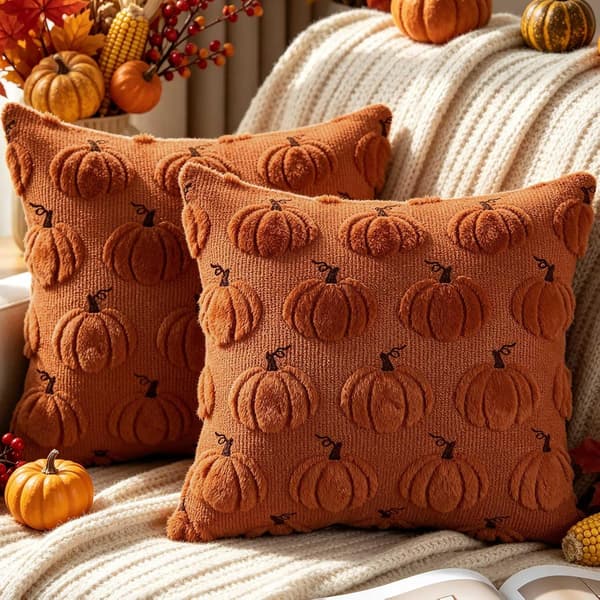 2-pack kuddfodral 40x40 cm, dekorativa pumpakuddöverdrag för hemmasoffa sovrum Thanksgiving Halloween (brun)