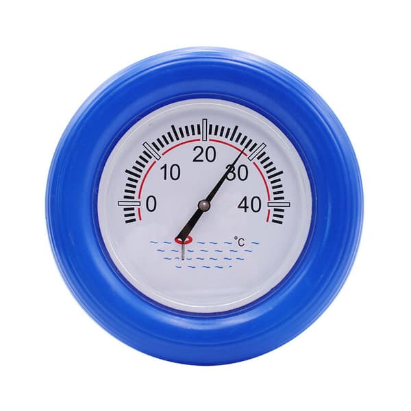 Blåt flydende ringtermometer, swimmingpooltermometer med blå flydende ring - Dybde 26,5 cm - Stor urskive