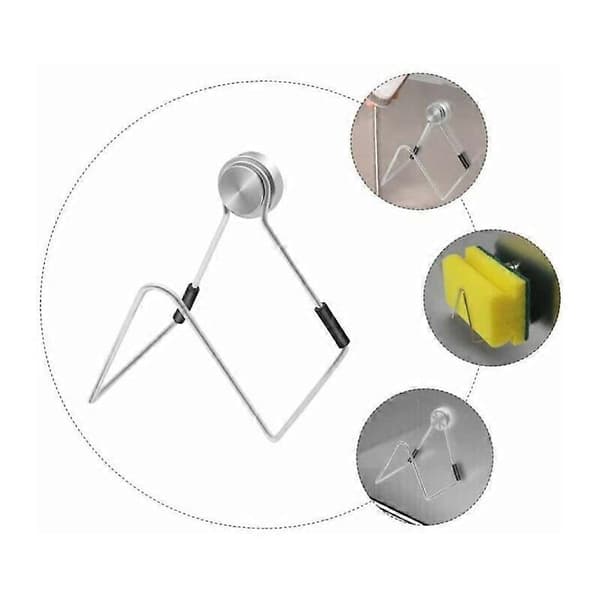 Magnetisk Svampeholder, Svampeholder i Rustfrit Stål, Tørrestativ til Vask i Rustfrit Stål, Pladsbesparende