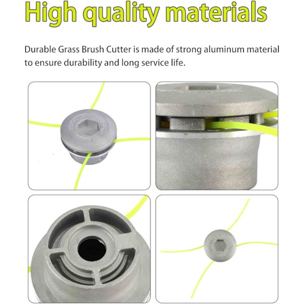 Trimmerhode for gresstrimmer, 2 stk. aluminiumstråd trimmerhode, 8 linjers trimmerhode, passer M12, M10 og M8