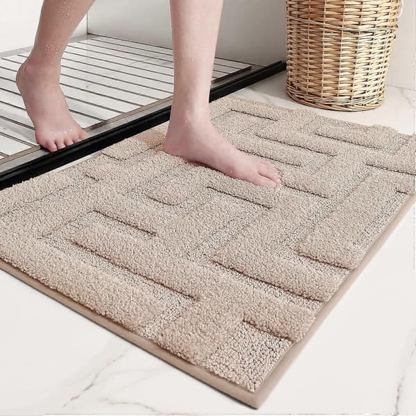 Skridsikker bademåtte 40x60cm Beige, absorberende og vaskbar badeværelsesmåtte, grå mikrofiber bademåtte til badeværelset