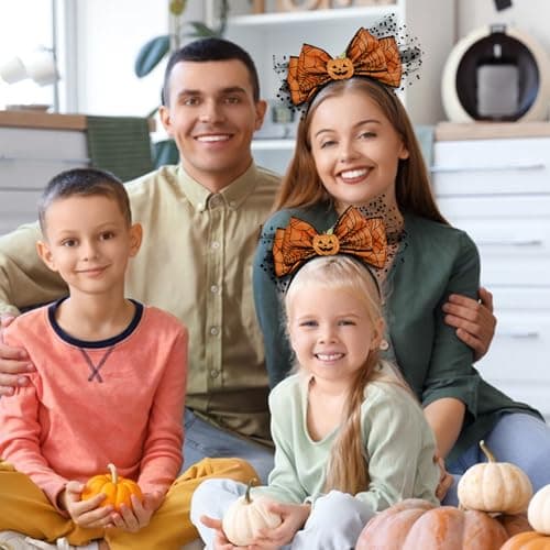 Et oransje gresskarhårbånd, perfekt til Halloween.