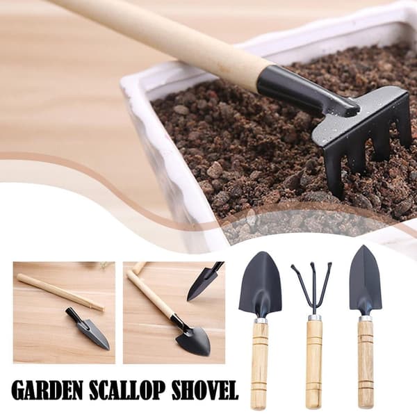 Blomsterpotter Multifunksjonell Trehåndtak Liten Rake Spade ✨ Hagespade I6H8