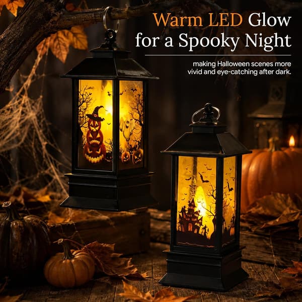 2 stk. Halloween-dekorasjon Gresskar-lykt LED-lykt Halloween LED-lampe, Lysende Gresskar Halloween-dekorasjon