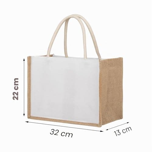 Set med 6 strandväskor i jute och canvas, matkassar