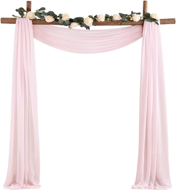 Bröllopsbåge Draperingstyg 1 Panel 74 cm x 5,8 m Ljusrosa Skir Chiffong Gardin Draperingar 5,5 meter för Bröllopsceremoni