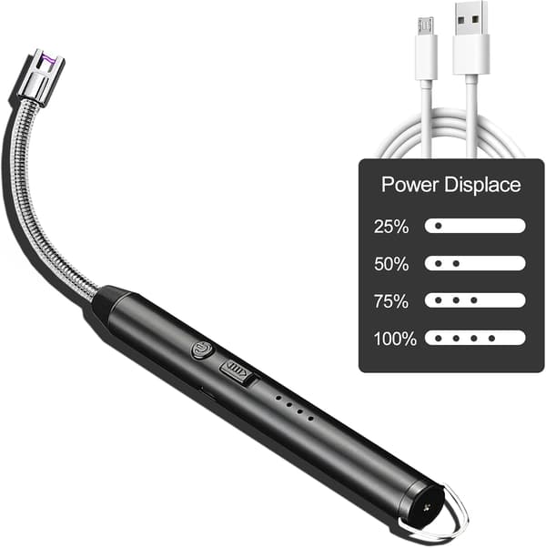 Elektrisk lysbuelighter, USB-oppladbar - Ideell for matlaging, grilling og camping (svart)