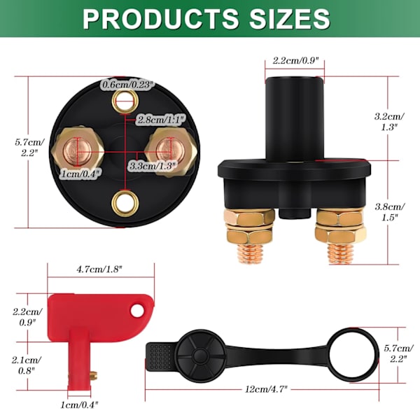 Isolator Switch 12V/24V Batteri Isolator Afbryder Max 150A til Bil, Lastbil, Båd, Strømafbryder Kill Switch