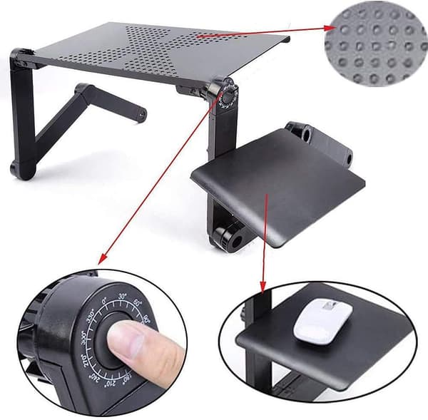 Laptop Stand, Foldbart Sengbord - 360° Justerbar Holder, til Laptop Bog (Sort)