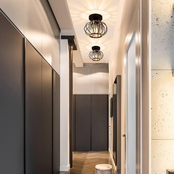 2 Pak Moderne Krystal Loftlampe Sort Inkluderer 2 Pærer