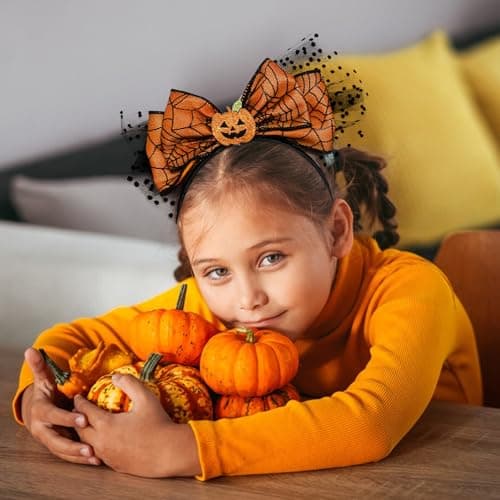 Et oransje gresskarhårbånd, perfekt til Halloween.