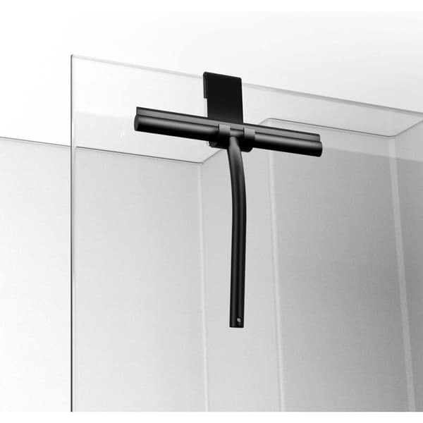 8,6 x 6,5 tommer bruseskraber med silikoneholder, rustfrit stålkerne til badeværelse, glas, brusedør - Sort