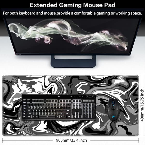 XXL Musematte 900 x 400 x 3 mm, Stor Gaming Musematte | Skrivebordsmatte med Sklisikker Gummioverflate