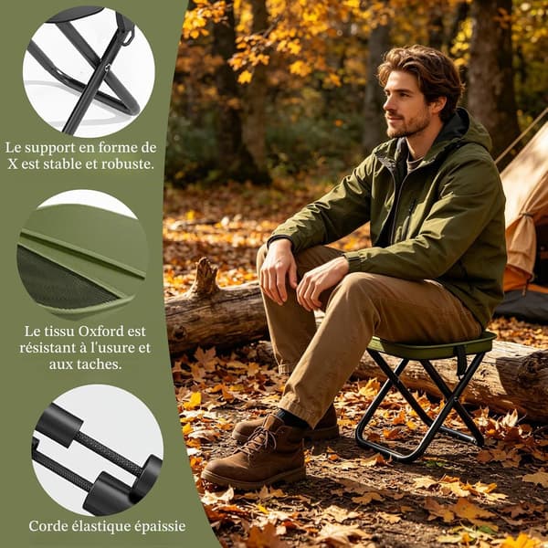 Bærbar foldestol 29 × 26 × 26 cm med skulderstropper, sammenklappelig camping-/picnicstol