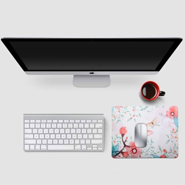 Gaming/kontor musematte - Blomstermønster - 24 x 20 x 0.3 cm - Egnet for stasjonære og bærbare datamaskiner