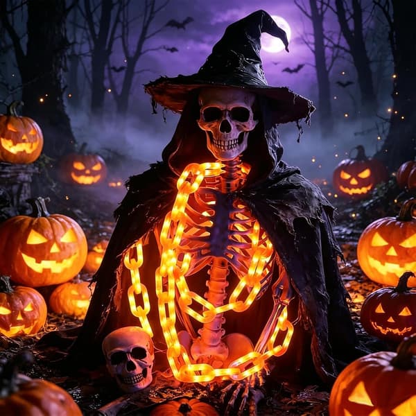 Halloween lyslenke, 2M, lyslenke til Mardi Gras, temafest (oransje)
