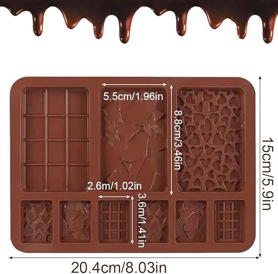 Silikone Chokoladebar Form, Let at Afforme, Former til Protein- og Energibarer til Praliner, Vafler, 2 stk.