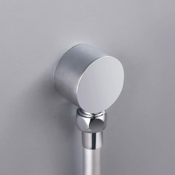 Dusjvann albue, rund vann albue, veggmontert vinkelventil, polert krom-solid messing (sølv)