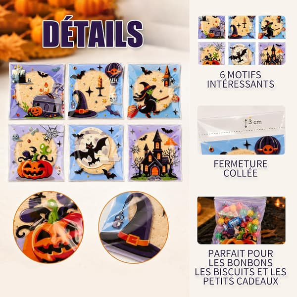 300 Halloween-godteposer, 6 festlige design, Halloween-dekorasjoner
