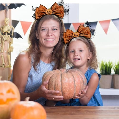 Et oransje gresskarhårbånd, perfekt til Halloween.