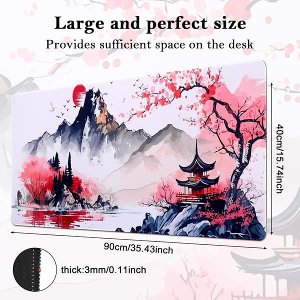 Gaming Musematte, 900 x 400mm XXL Stor Gaming Musematte, Vanntett Sklisikker Skrivebordsmatte